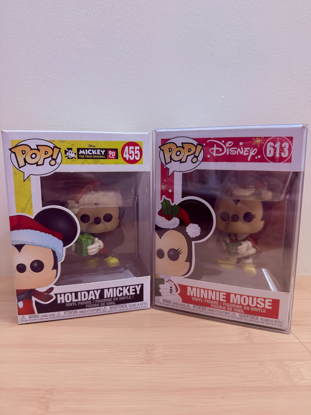 Disney Holiday Funko Pop! Lot – Holiday Mickey #455 + Minnie Mouse #613 - pre-owned collectible