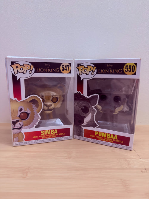 Disney The Lion King Funko Pop! Simba #547 + Pumbaa #550 – 2-Piece Lot - pre-owned collectible
