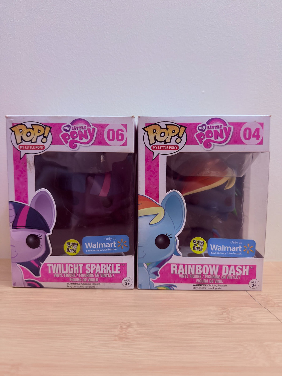 My Little Pony Funko Pop! GITD Walmart Exclusives – Twilight Sparkle #06 + Rainbow Dash #04 - pre-owned collectible