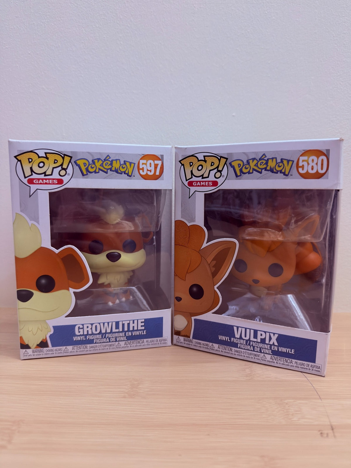 Pokémon Funko Pop! Growlithe #597 + Vulpix #580 – 2-Piece Lot - pre-owned collectible