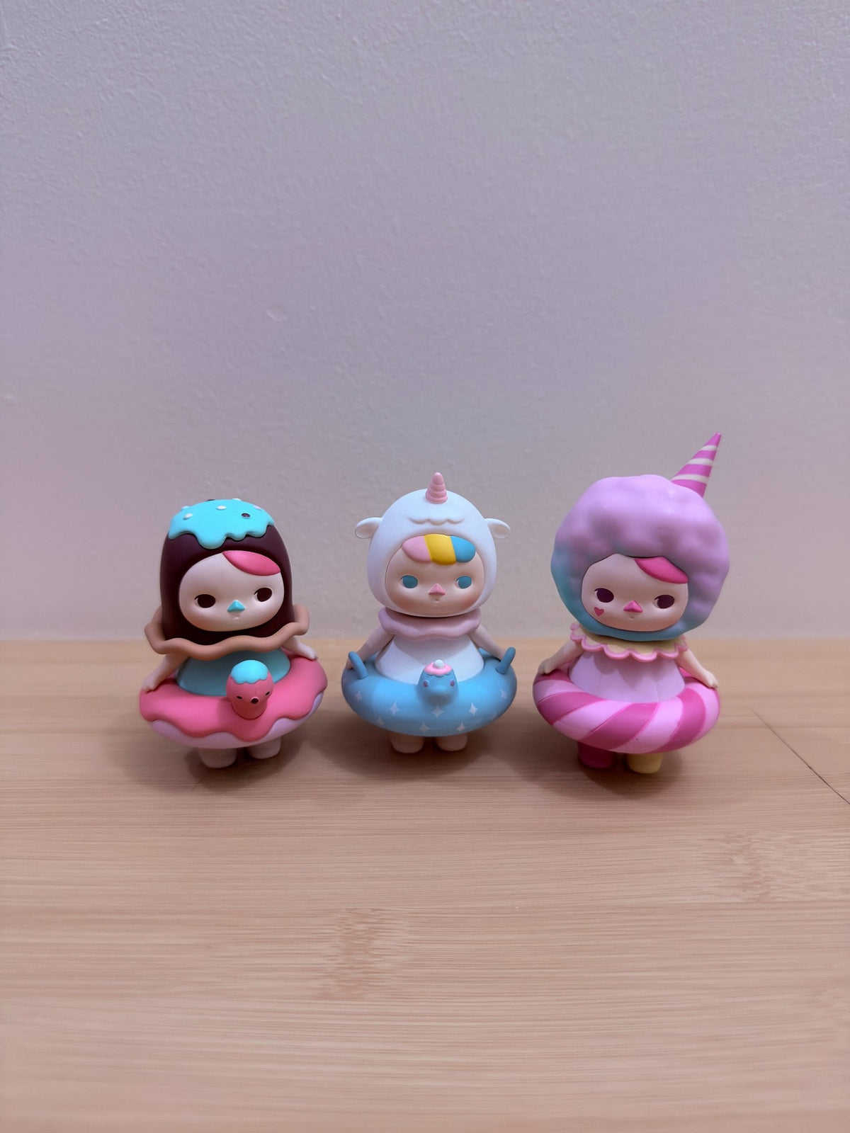 Pastel Dessert & Unicorn Designer Mini Figures – 3-Piece Loose Lot - pre-owned collectible